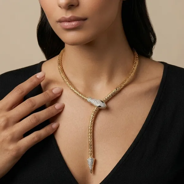 RAVUNE_Serpent_Collar_Gold_Stainless_Steel_Anti-Tarnish_Necklace___for_Women