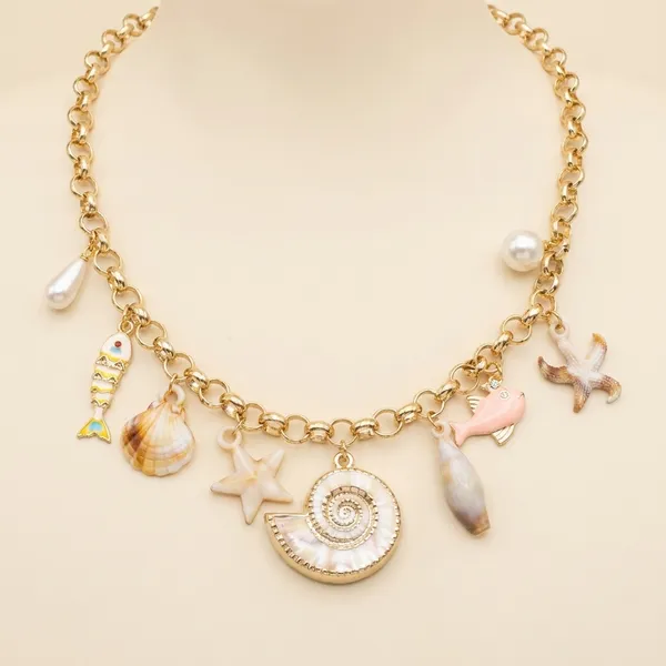 RAVUNE_Ocean_Charms_Gold_Stainless_Steel_Anti-Tarnish_Necklace___for_Women