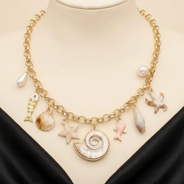 RAVUNE_Ocean_Charms_Gold_Stainless_Steel_Anti-Tarnish_Necklace___for_Women