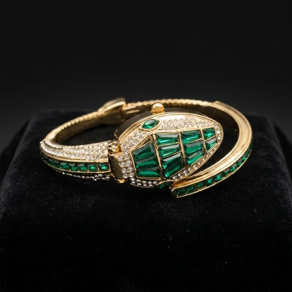 RAVUNE_Green_Serpent__Gold_Stainless_Steel_Anti-Tarnish_Bracelet_Watch___For_Women
