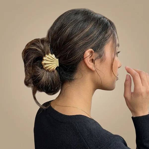 RAVUNE_Shell_Gold_Stainless_Steel_Anti-Tarnish_Hair_Tie_For_Women