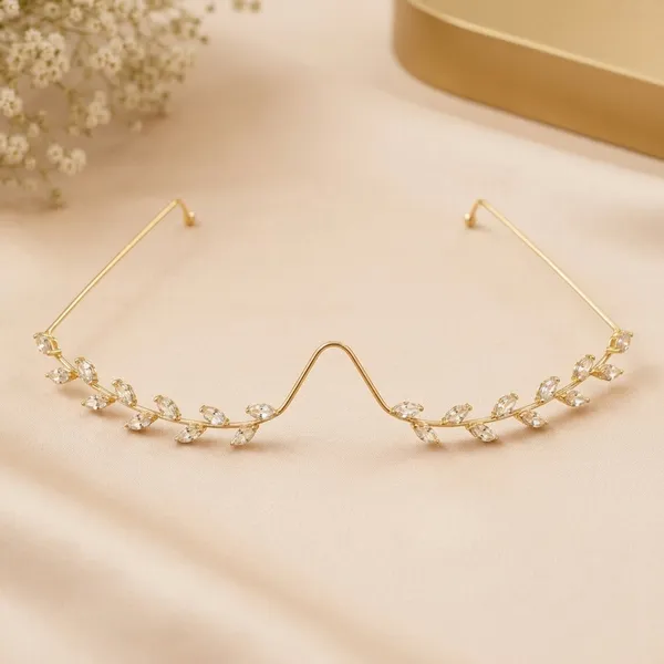 RAVUNE_Crystal_Undereye__Leaves_Gold_Stainless_Steel_Anti-Tarnish_Facelets__For_Women