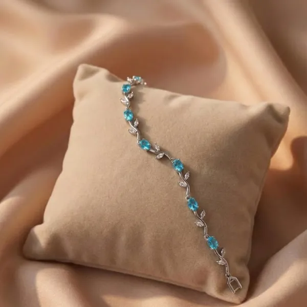 RAVUNE_Turquoise_Tulip_Silver_Stainless_Steel_Anti-Tarnish_Bracelet_for_Women