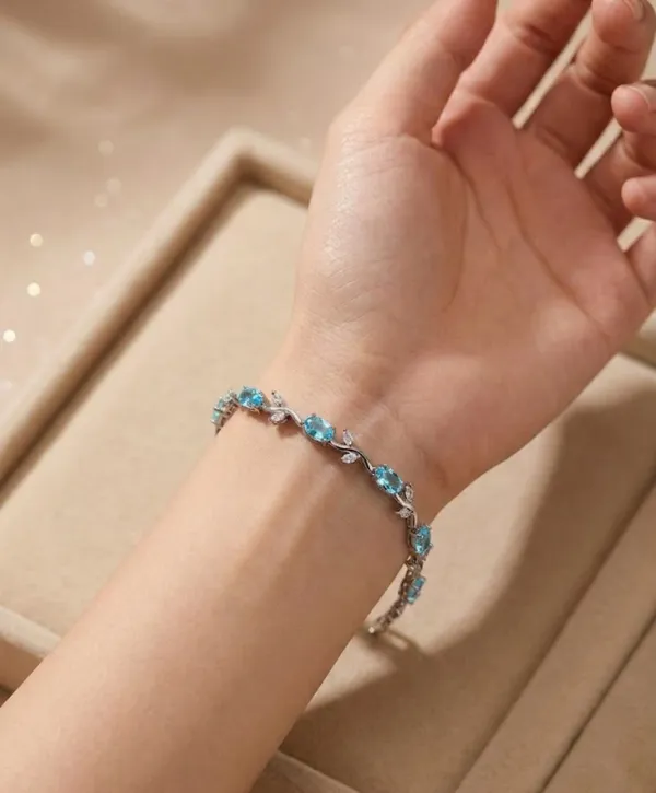 RAVUNE_Turquoise_Tulip_Silver_Stainless_Steel_Anti-Tarnish_Bracelet_for_Women