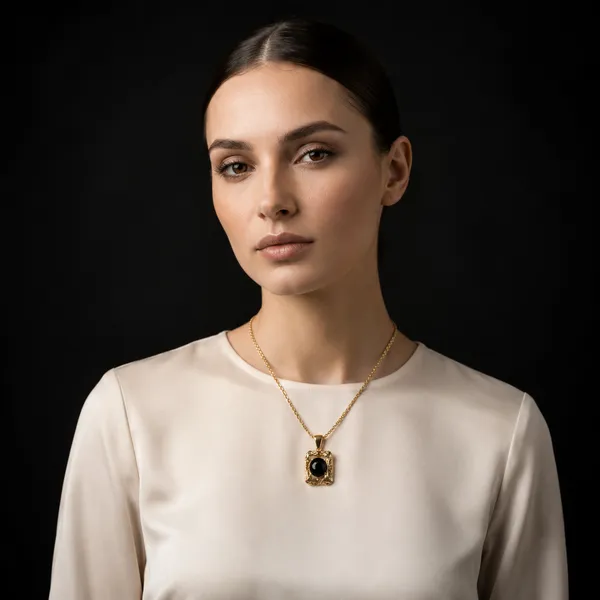 RAVUNE_Noir_Melt_Medallion_Gold_Stainless_Steel_Anti-Tarnish_Pendant_Chain_for_Women