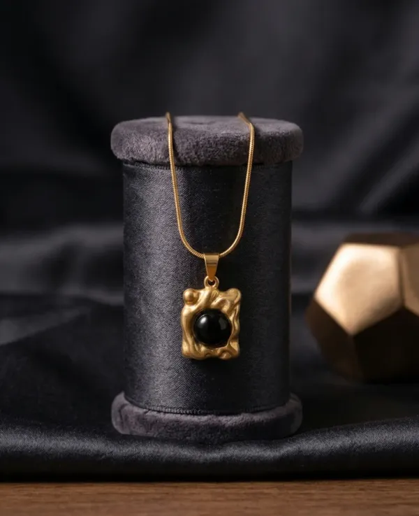 RAVUNE_Noir_Melt_Medallion_Gold_Stainless_Steel_Anti-Tarnish_Pendant_Chain_for_Women