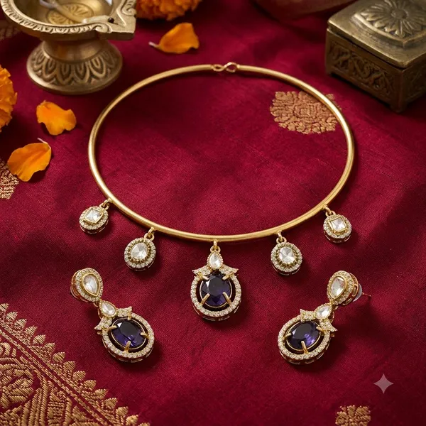 RAVUNE_HANDMADE_Amethyst_Drop_Collar_&_Earring_Set_FOR_WOMEN