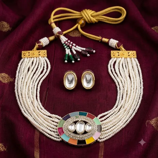 RAVUNE_HANDMADE_Meenakari_Polki_Pearl_Choker_Set_FOR_WOMEN