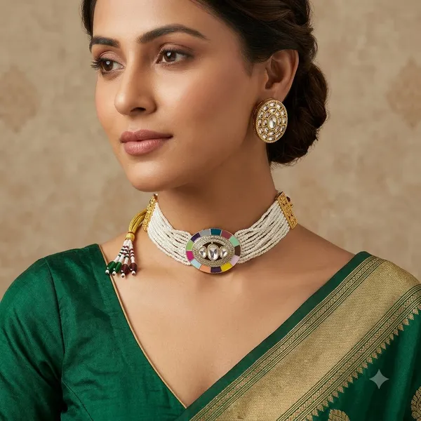 RAVUNE_HANDMADE_Meenakari_Polki_Pearl_Choker_Set_FOR_WOMEN