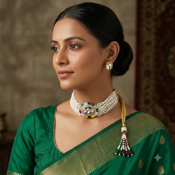 RAVUNE_HANDMADE_Meenakari_Polki_Pearl_Choker_Set_FOR_WOMEN