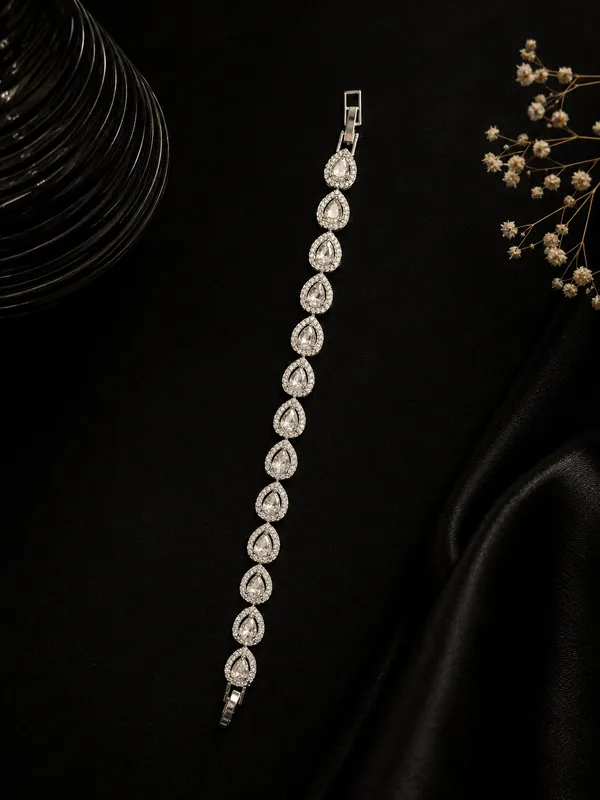RAVUNE_Pear_Teardrop_Halo_Crystal_Silver_Stainless_Steel_Anti-Tarnish_Bracelet_for_Women