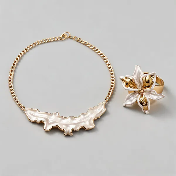 RAVUNE_Pearl_Leaf_Necklace_and_Pearl_Lily_Ring_Gift_Set