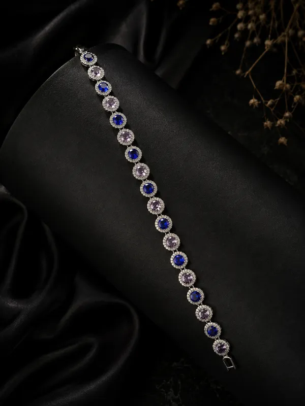 RAVUNE_Sapphire_&_Lavender_Round_Halo_Silver_Stainless_Steel_Anti-Tarnish_Bracelet_for_Women