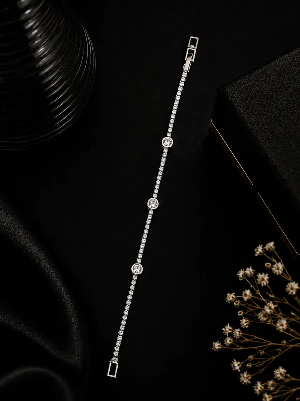 RAVUNE_Solitaire_Station_Dainty_Tennis_Silver_Stainless_Steel_Anti-Tarnish_Bracelet_for_Women
