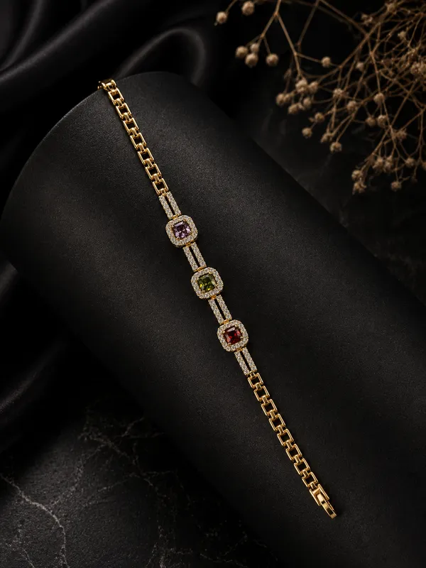 RAVUNE_Tricolor_Jewel_Station_Gold_Stainless_Steel_Anti-Tarnish_Bracelet_for_Women