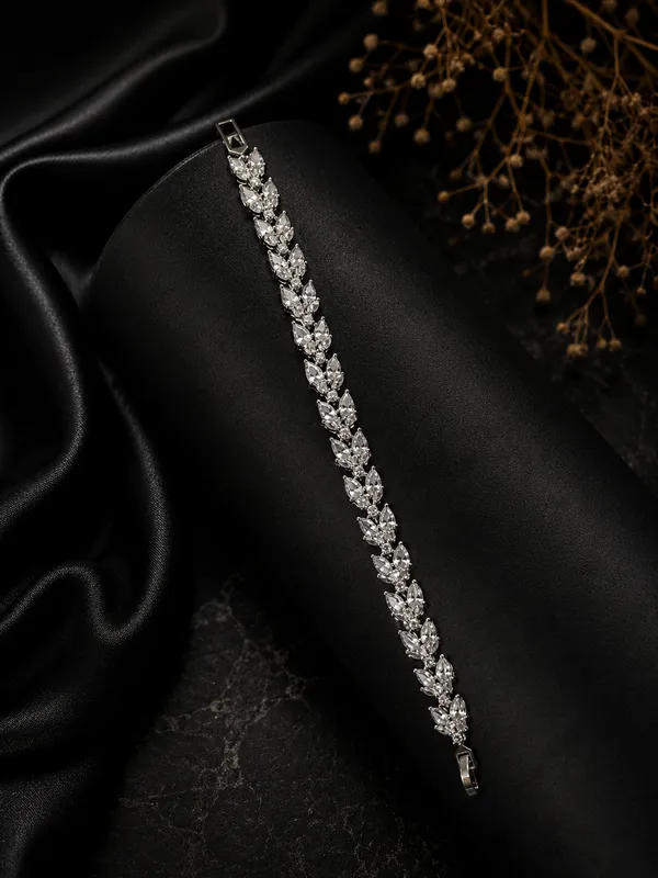 RAVUNE_(Marquise_Crystal_Vine)_Silver_Stainless_Steel_Anti-Tarnish_Bracelet_for_Women