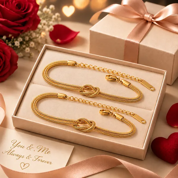 RAVUNÉ_Anti-Tarnish_Golden_Knot_Bracelet_Set_of_2