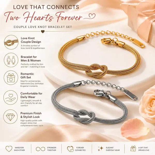 RAVUNÉ_Anti-Tarnish_Golden_&_Silver_Knot_Bracelet_Set_of_2
