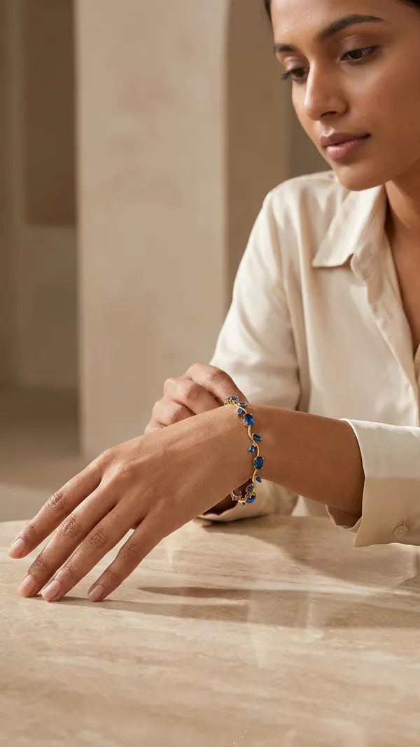 RAVUNE_Blue_Tulip_Gold_Stainless_Steel_Anti-Tarnish_Bracelet_for_Women
