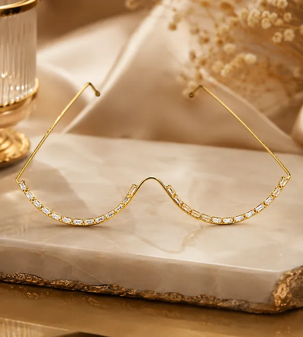 RAVUNE_Crystal_Undereye_New_Gold_Stainless_Steel_Anti-Tarnish_Facelets__For_Women