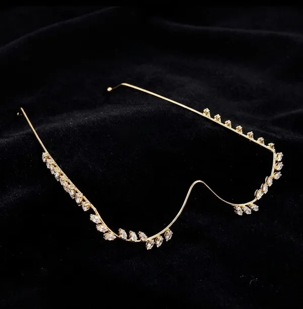 RAVUNE_Crystal_Undereye__Leaf_Gold_Stainless_Steel_Anti-Tarnish_Facelets__For_Women