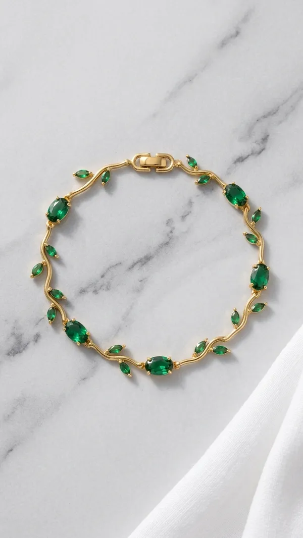 RAVUNE_Green_Tulip_Gold_Stainless_Steel_Anti-Tarnish_Bracelet_for_Women
