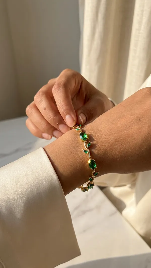 RAVUNE_Green_Tulip_Gold_Stainless_Steel_Anti-Tarnish_Bracelet_for_Women