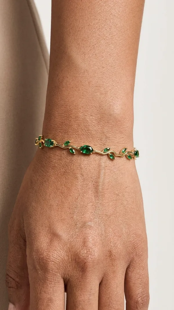 RAVUNE_Green_Tulip_Gold_Stainless_Steel_Anti-Tarnish_Bracelet_for_Women