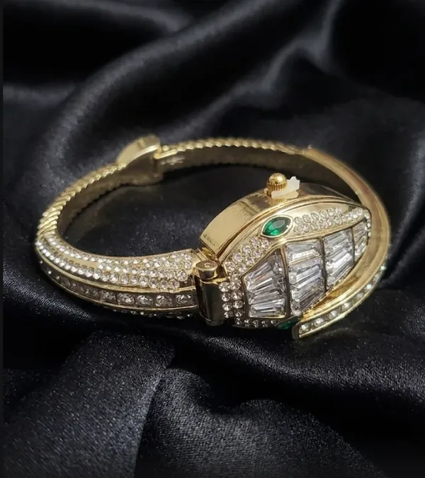 RAVUNE_Silver_Serpent__Gold_Stainless_Steel_Anti-Tarnish_Bracelet_Watch_For_Women