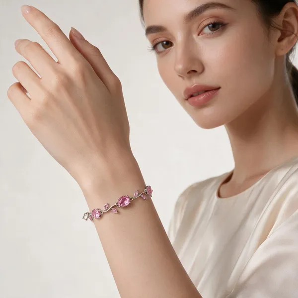 RAVUNE_Pink_Tulip_Stainless_Steel_Anti-Tarnish_Bracelet_for_Women