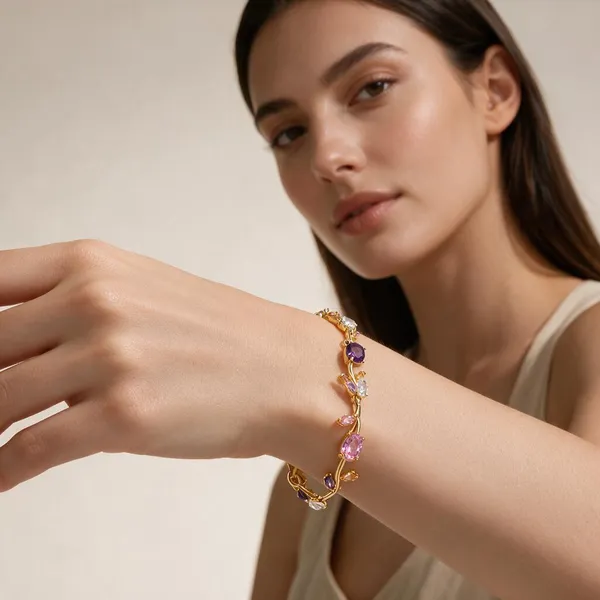 RAVUNE_Lavender_Blossom_Vine_Tulip_Stainless_Steel_Anti-Tarnish_Bracelet_for_Women