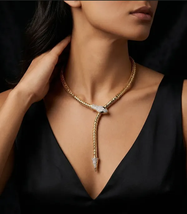 RAVUNE_Serpent_Collar_Gold_Stainless_Steel_Anti-Tarnish_Necklace___for_Women