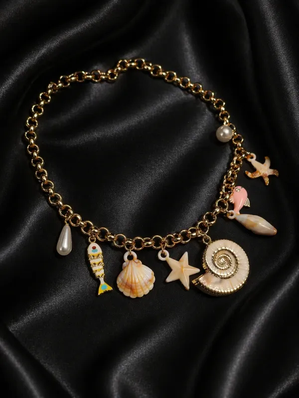RAVUNE_Ocean_Charms_Gold_Stainless_Steel_Anti-Tarnish_Necklace___for_Women