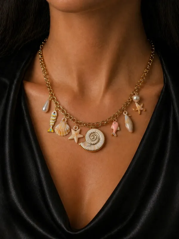 RAVUNE_Ocean_Charms_Gold_Stainless_Steel_Anti-Tarnish_Necklace___for_Women