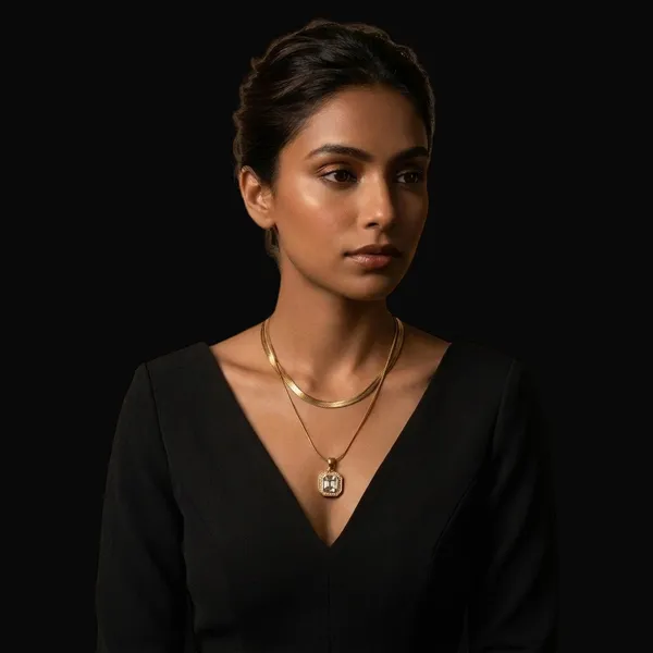 RAVUNE_Herringbone_Gold_Stainless_Steel_Anti-Tarnish__for_Chained_Pendant_For_Women