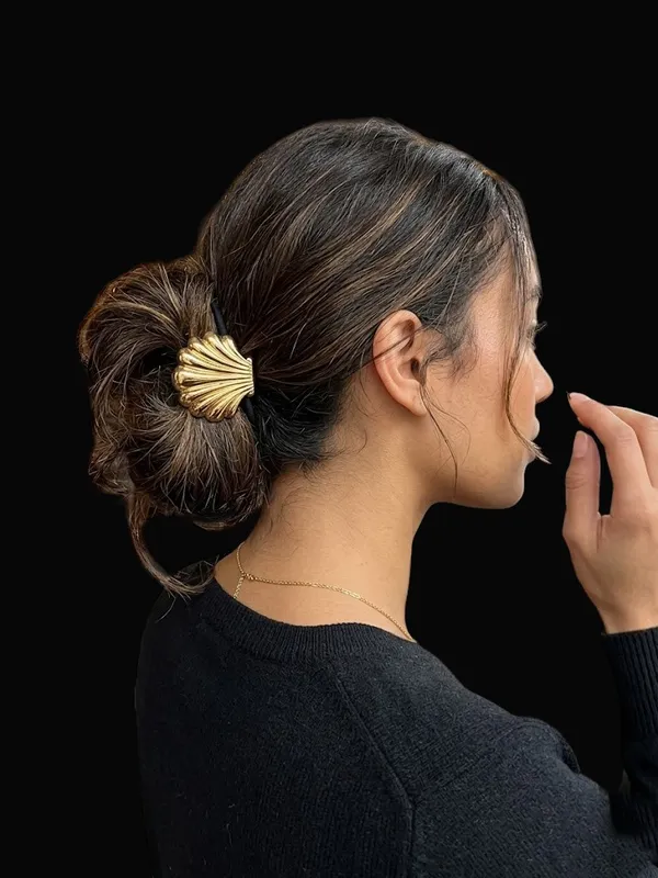 RAVUNE_Shell_Gold_Stainless_Steel_Anti-Tarnish_Hair_Tie_For_Women