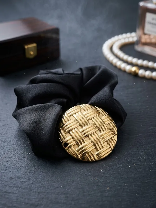 RAVUNE_Weave_Scrunchie_Gold_Stainless_Steel_Anti-Tarnish_Hair_Tie_For_Women