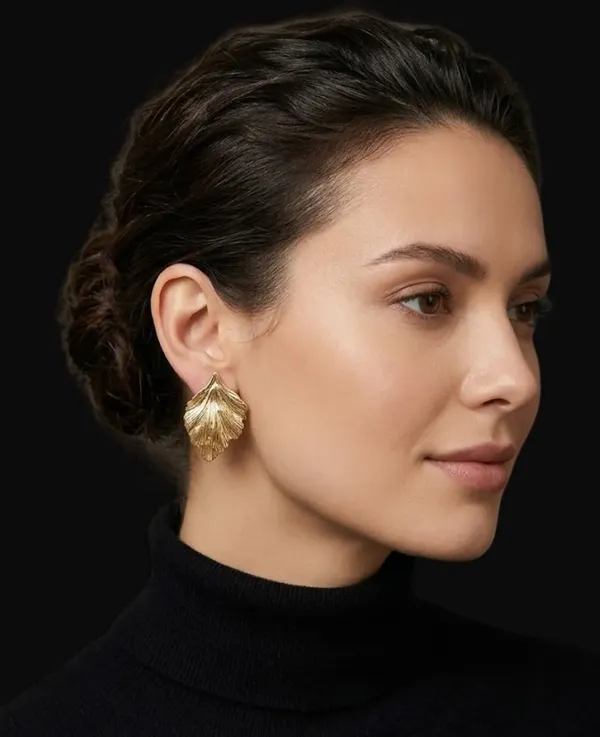 RAVUNE_Golden_Leaf_Gold_Stainless_Steel_Anti-Tarnish_Earring_Stud__for_Women
