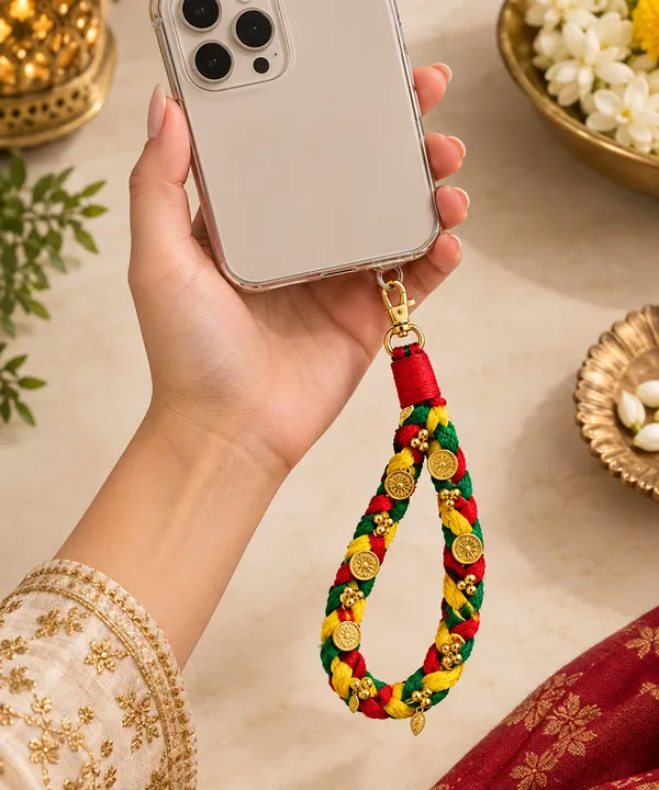 RAVUNE_Handmade_-_Triveni_Shubh_Phone_Charm/_Keychain_for_Women_and_Men