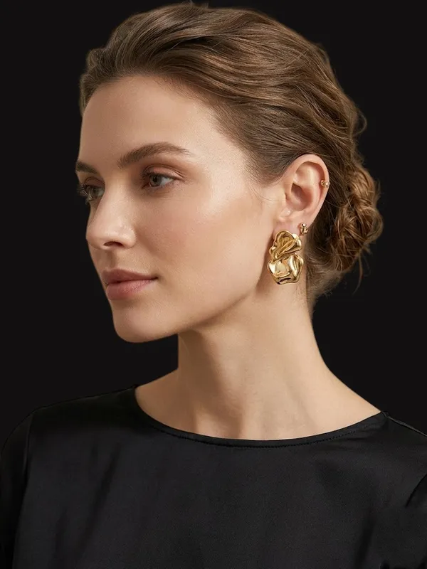 RAVUNE_Molten_Sculpt_Gold_Stainless_Steel_Anti-Tarnish_Earring_Stud_for_Women