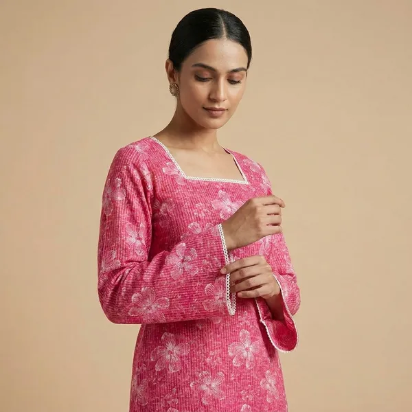 Pink_Floral_Printed_Cotton_Kurti_With_Square_Neckline_And_Bell_Sleeves
