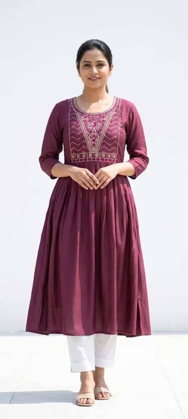 Purple_Embroidered_Anarkali_Kurta_With_White_Leggings_For_Women