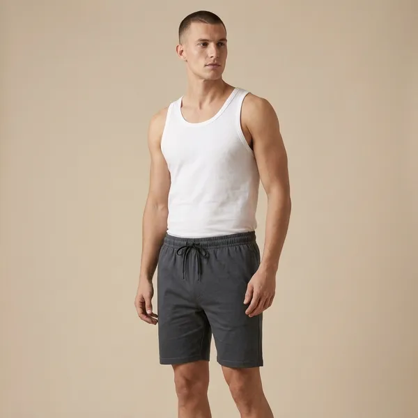 Men's_Charcoal_Grey_Athletic_Shorts_With_Drawstring