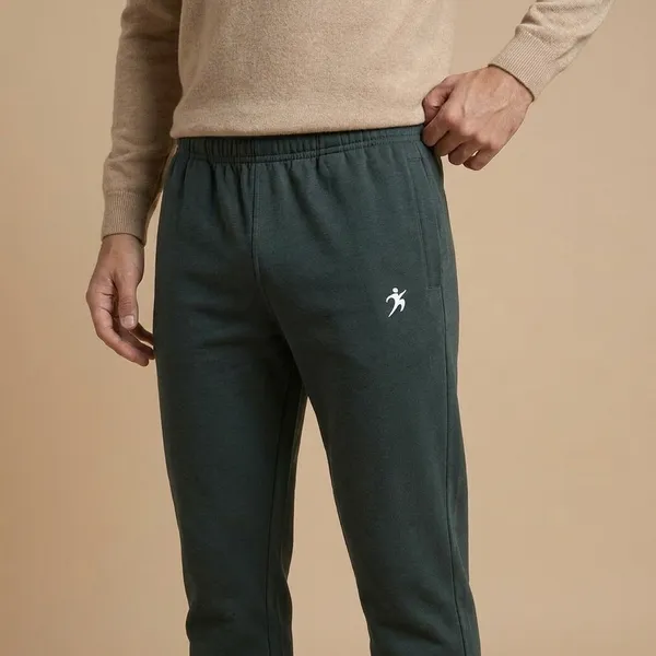 Men's_Dark_Green_Track_Pants_With_Elastic_Waistband
