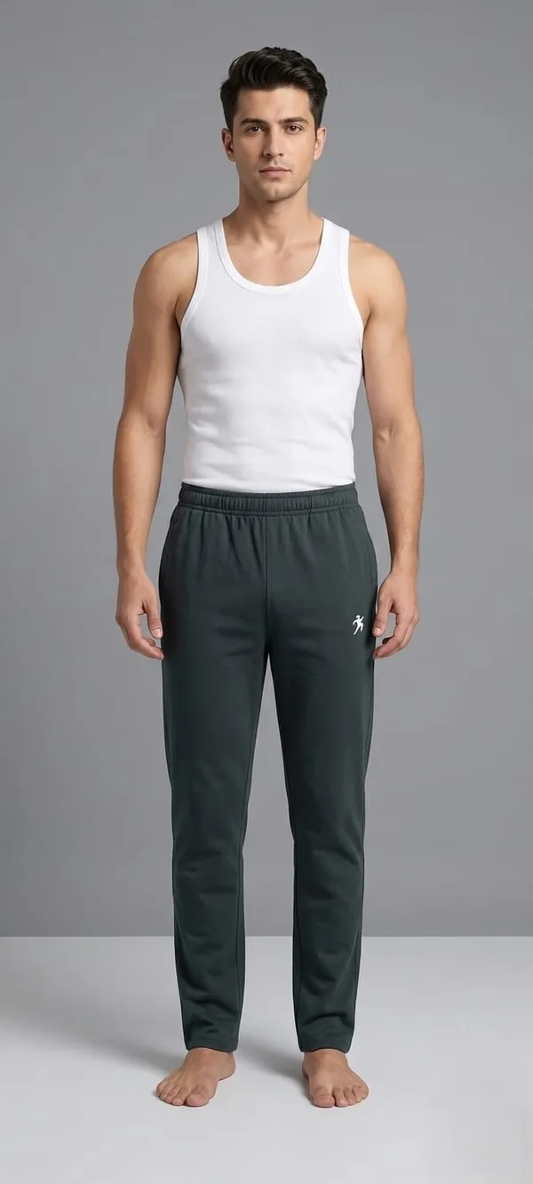 Men's_Dark_Green_Track_Pants_With_Elastic_Waistband