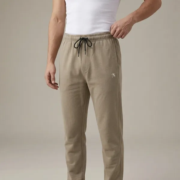 Men's_Beige_Jogger_Pants_With_Drawstring_Waist