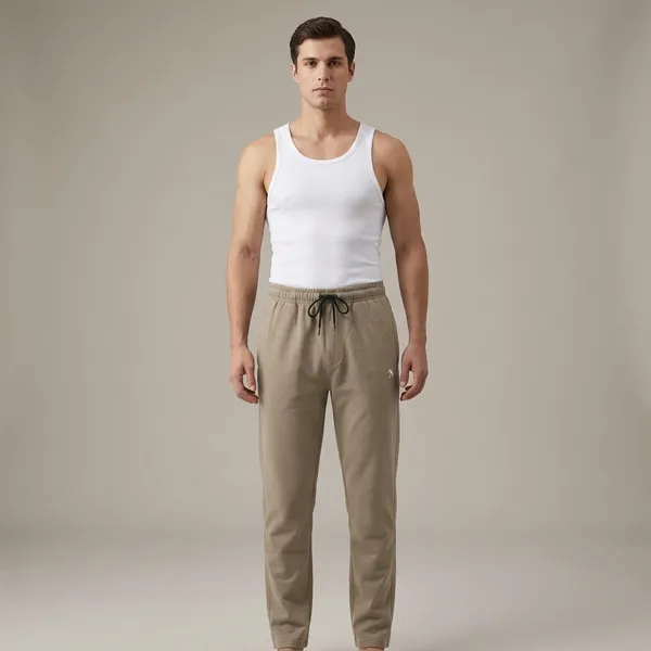 Men's_Beige_Jogger_Pants_With_Drawstring_Waist