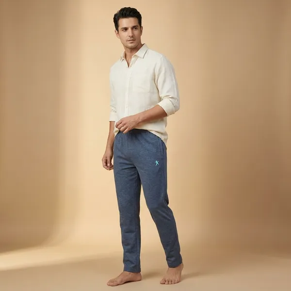Men's_Heather_Blue_Lounge_Track_Pants_With_Logo_Detail