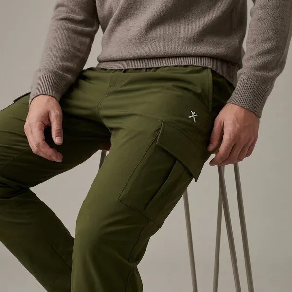 Men's_Olive_Green_Cargo_Joggers_With_Elastic_Waistband