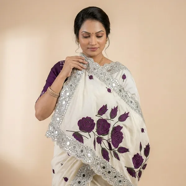 Elegant_White_Saree_With_Purple_Floral_Embroidery